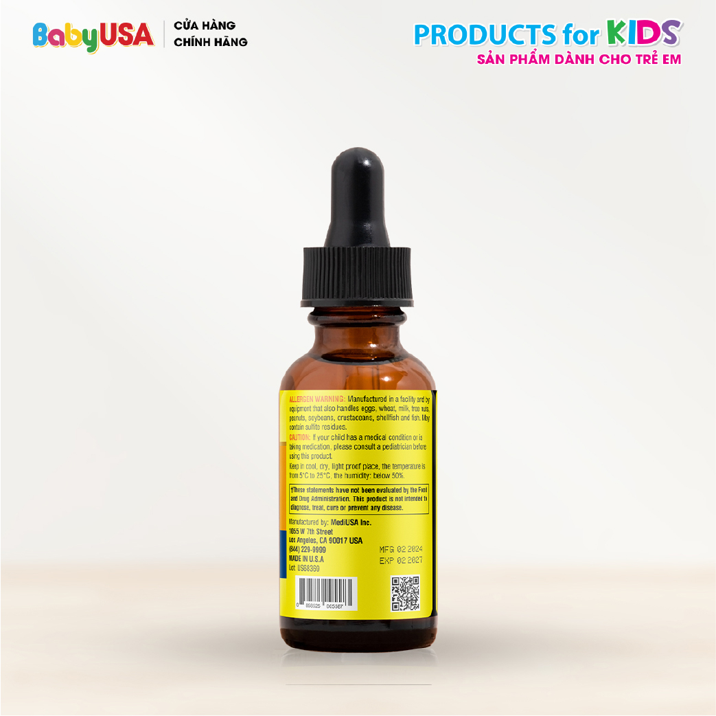 MediUSA Vitamin C Drops - Thực Phẩm Chức Năng bổ sung Vitamin C cho trẻ - Tăng sức đề kháng - Hàng chính hãng