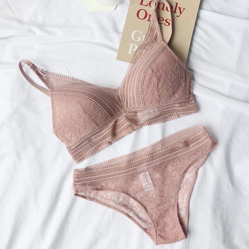 Phụ Nữ mới 4 Màu Sắc Quần Lót Pháp Dây-Miễn Phí Cực Áo Bralette Ren Tam Giác Cup Push Up Bra bộ Cotton Áo Ngực và Quần Lót