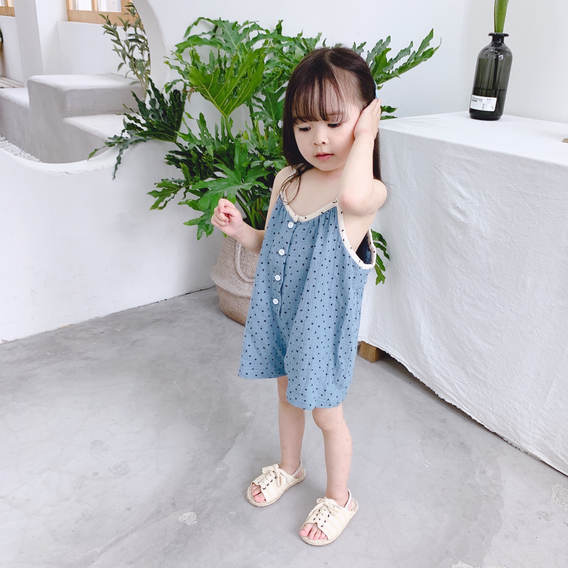 Bộ Áo Liền Quần Ngắn Jumpsuit Bé Gái Kiểu Hàn Quốc