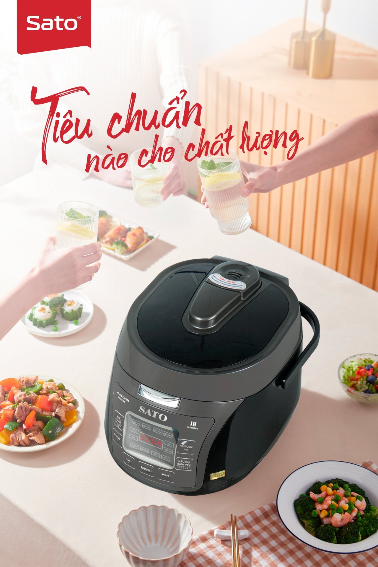 Nồi cơm điện cao tần Sato 18CT011 1.8L VIỆT - NHẬT - Hàng chính hãng - Dung tích 1.8L