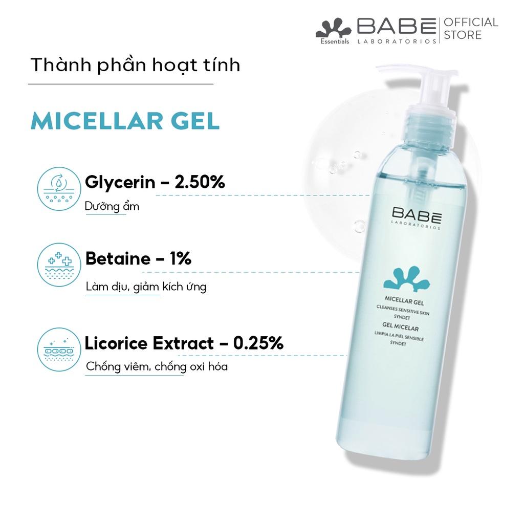 Sữa rửa mặt & tẩy trang dạng gel BABÉ Micellar Gel 240ml