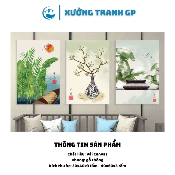 Tranh Canvas Treo Tường - Bộ 3 Tấm Phong Cảnh Cổ Trang