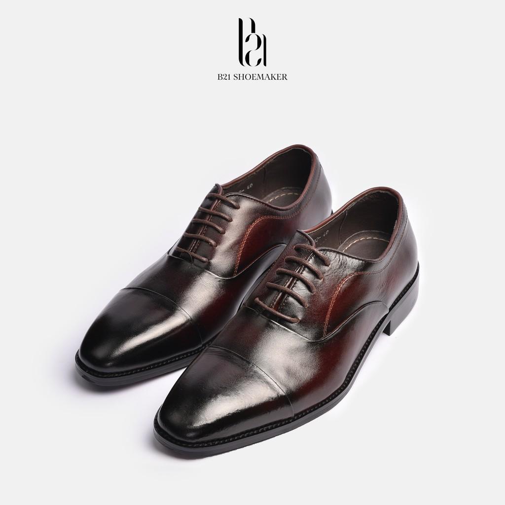 Giày Buộc Dây OXFORD Da Bò Thật Đế Phíp Gỗ Lót Giày Thoáng Khí 0,5cm Phong Cách CLASSIC Công Sở Basic - B21 Shoemaker