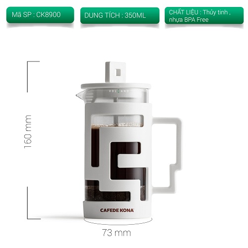 Bình pha French Press màu trắng 350ml