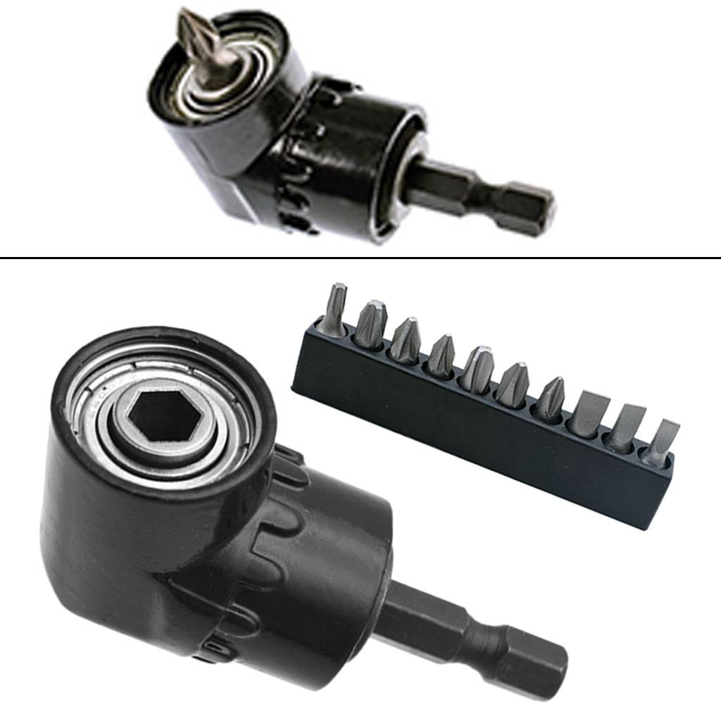 2x Black Drill Bit Holder Magnetic Bit Angled Bit Extension Electric Drills