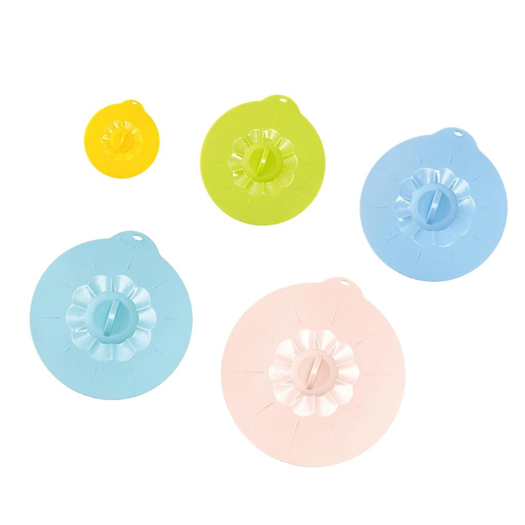 5pcs Silicone Wraps Seal Bowl Covers Food Saving Storage Stretch Lids Set