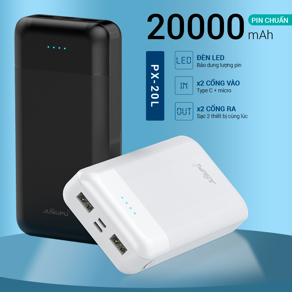 Sạc dự phòng JUYUPU 20L 20000mAh kèm giá đỡ điện thoại đèn Led báo hiệu dành cho iPhone Samsung OPPO VIVO HUAWEI XIAOMI - HÀNG CHÍNH HÃNG