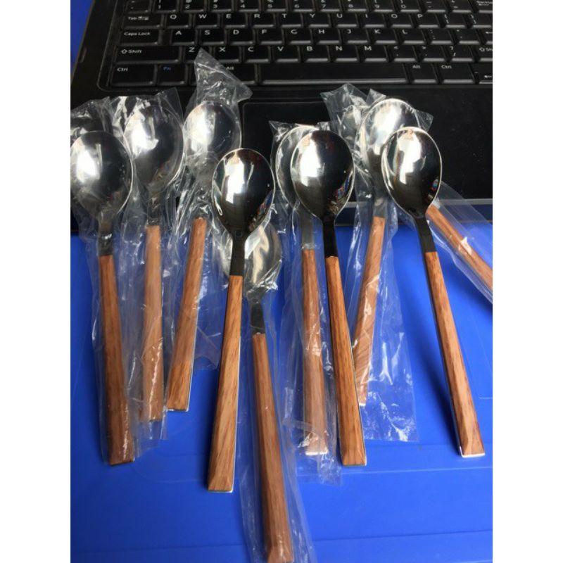 Thìa inox sin cán gỗ hàng chuẩn đẹp dễ dùng