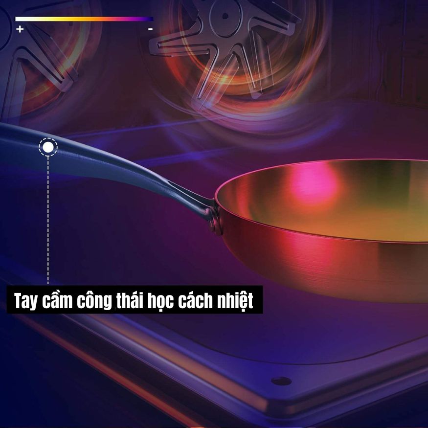 Chảo Inox đáy từ 3 Lớp Mishio (Size 22, 24, 26, 28, 30cm) Đúc Nguyên Khối, Đáy Từ, An Toàn Vượt Trội - hàng chính hãng