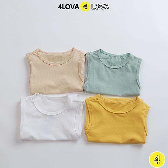 Áo ba lỗ sát nách bé trai bé gái chất cotton trơn 4LOVA basic hàng chính hãng từ 8-40kg