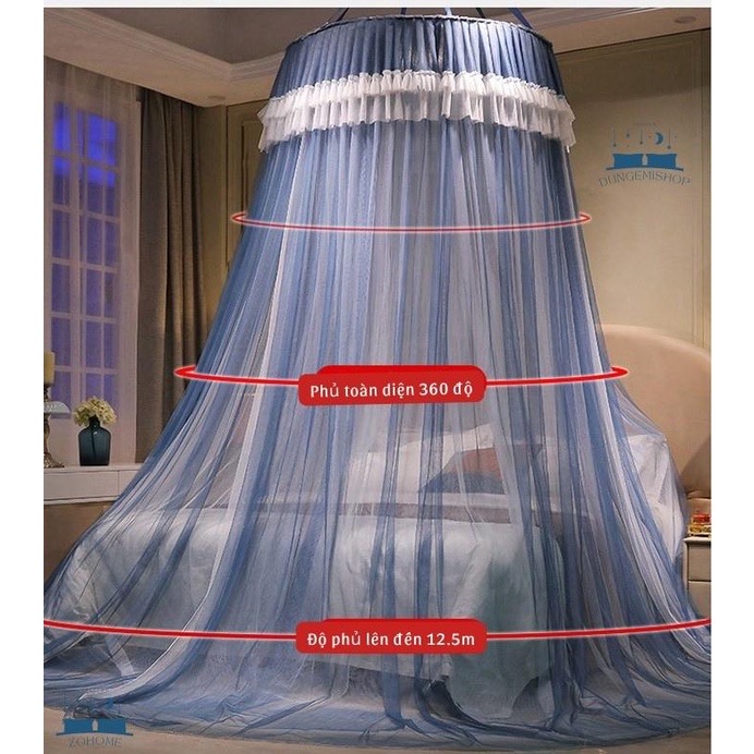 Mùng công chúa cao cấp treo trần, màn khung tròn không khoan tường phòng ngủ đẹp chống muỗi ZO HOME - N4-1
