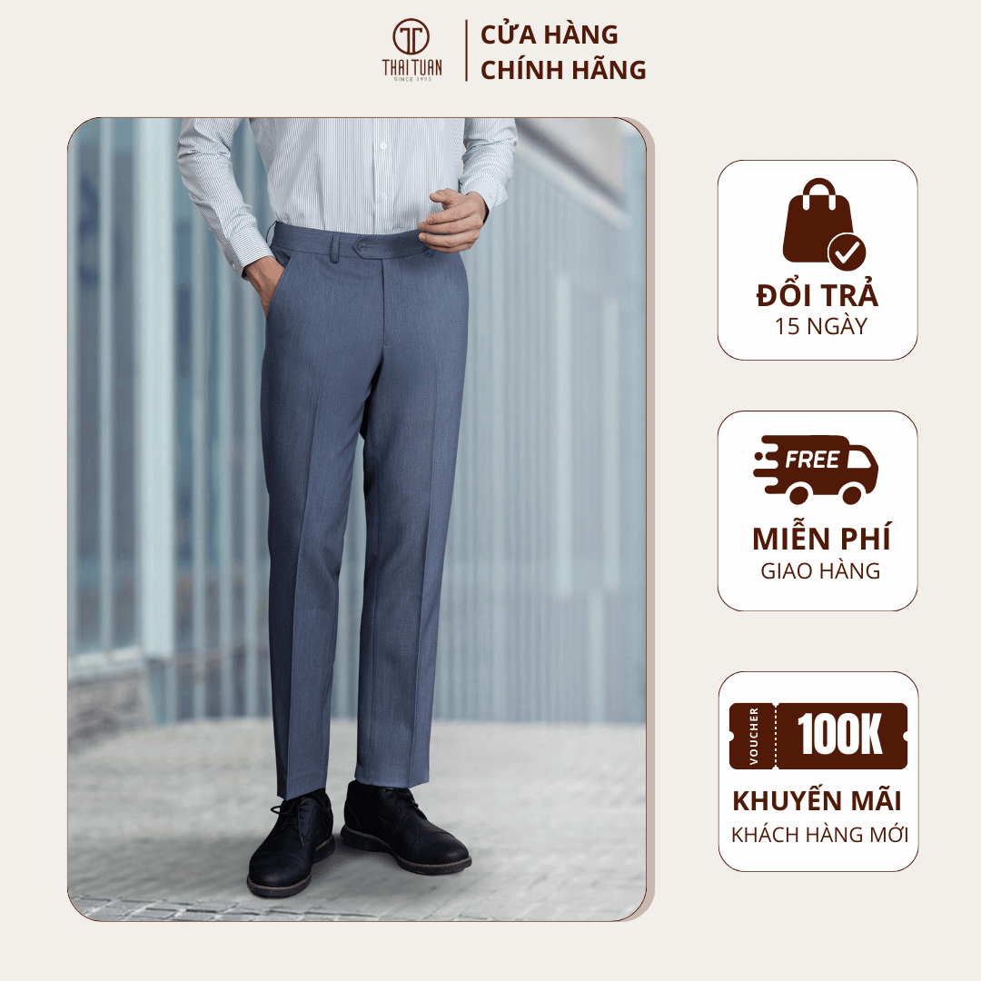 Quần tây nam Thái Tuấn không tăng đơ màu xám đậm | Lịch lãm, nam tính, thời trang - Thời trang Công Sở/Dạo phố