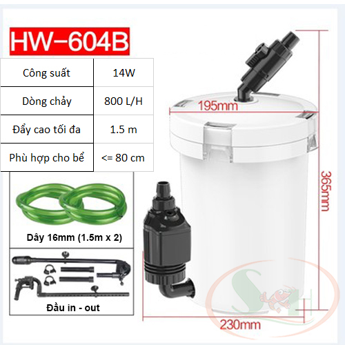 Lọc thùng mini Sunsun HW EW 603B, 604B external outside filter có bơm bể cá tép thủy sinh