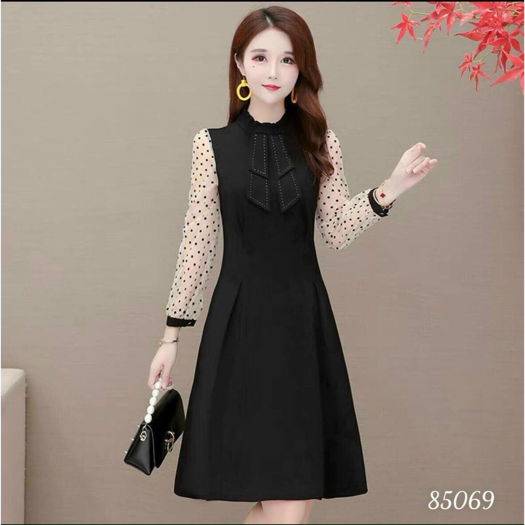 Đầm poly 2 da phối lưới