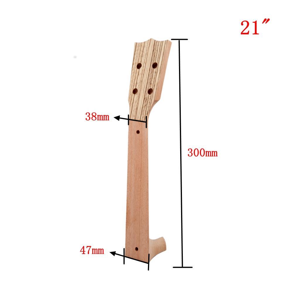 Unfinished Zebrawood Ukulele Neck Headstock Musical Instrument Parts