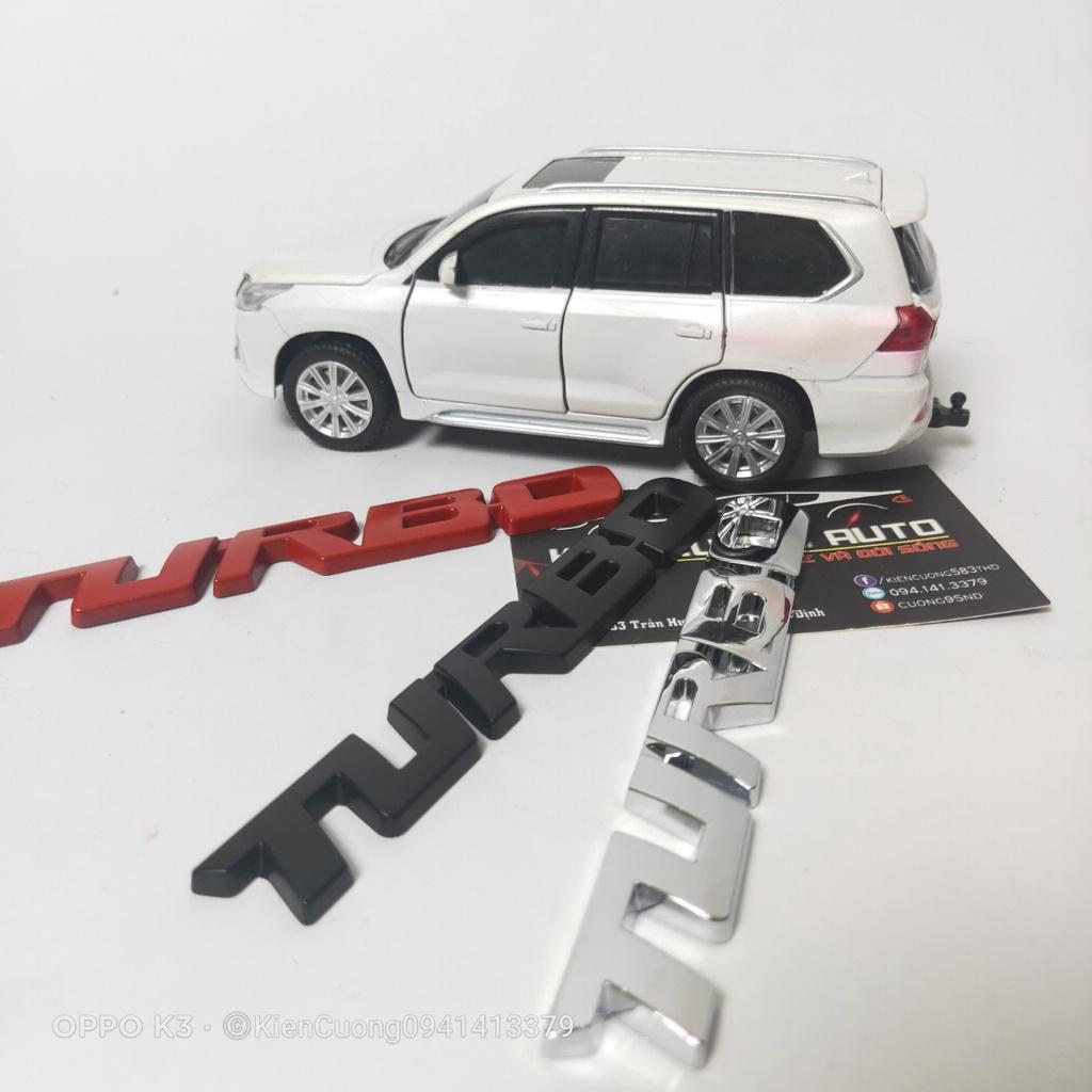 Logo chữ Kim loại TURBO dán trang trí ô tô dài 10cm