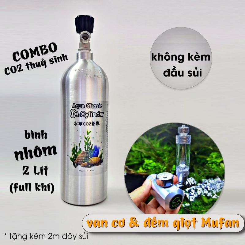 COMBO CO2 NHÔM 2 LÍT + Van Cơ & Đếm Giọt Mufan + Cốc Sủi Tuỳ Chọn || Bộ CO2 Cho Hồ Thuỷ Sinh