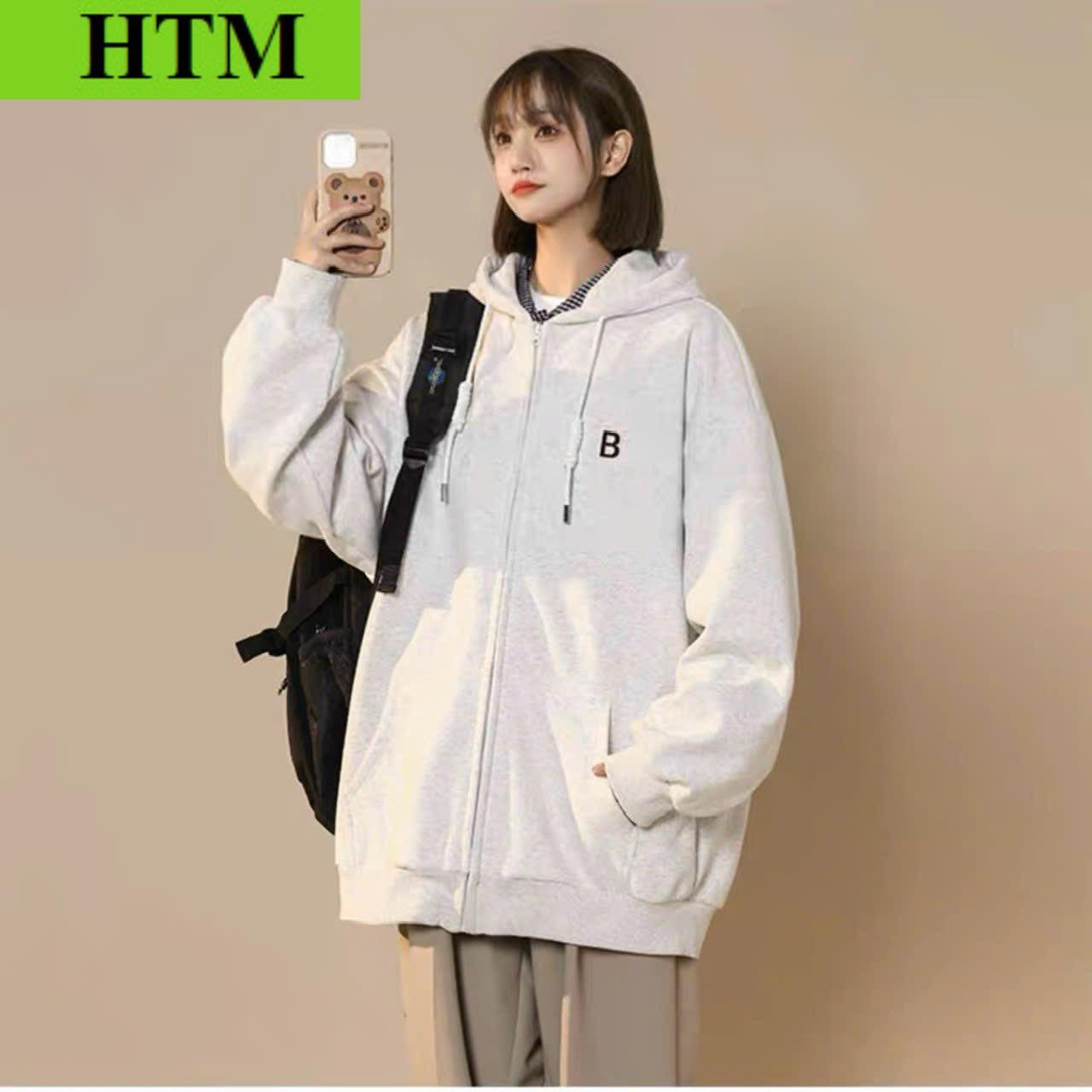 [FREESHIP] Áo Khoác Cardigan Nữ Với Chất Áo Form Rộng Và Dày Dặn Có In Chữ B Bao Sắc Nét Có Mũ Trùm Đầu Áo Đẹp Hàng Hot Trend HTM FASHION - xám