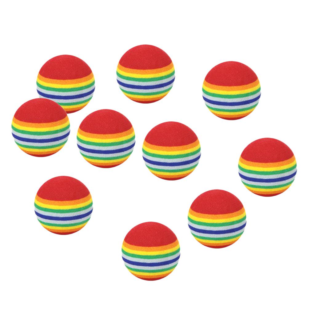 10Pcs EVA Foam Golf Balls Rainbow Stripe Swing Practice Training Aids Sports