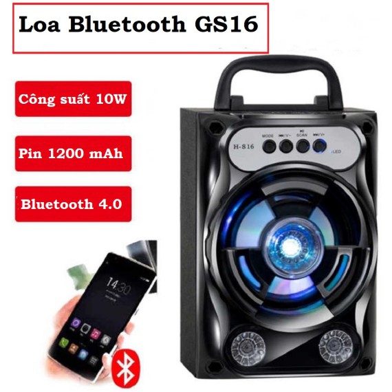 Loa Bluetooth Không Dây Cho Điện Thoại, Máy Tính Bảng GS13 Âm Thanh Siêu Hay Led Nháy, Loa Xách Tay - Hàng nhập khẩu