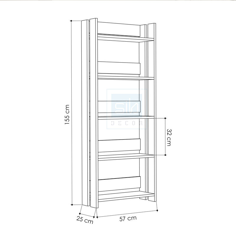 Kệ Sách 5 Tầng Màu Trắng Phối Vân Gỗ Đẹp Tinh Tế SIB Decor