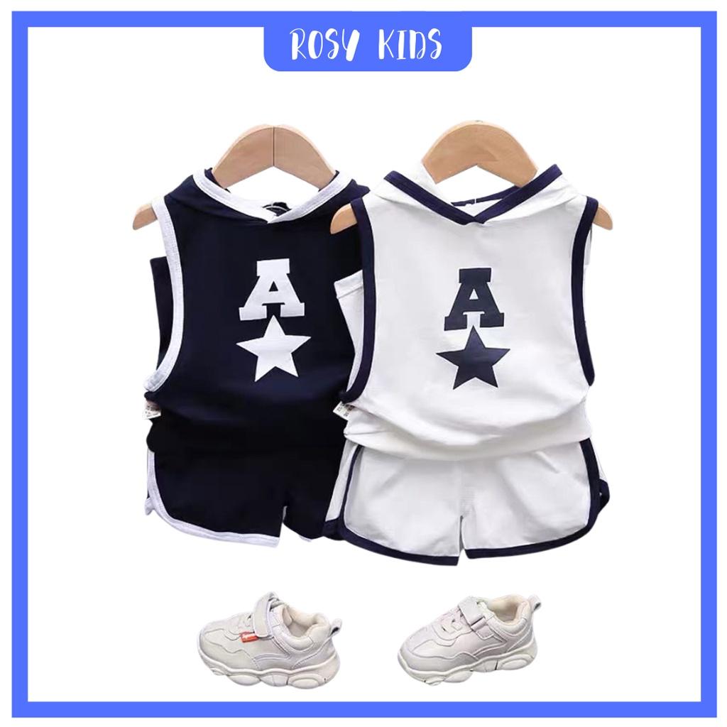 Bộ Quần Áo Bé Trai, Đồ Bộ Sát Nách In Ngôi Sao Chất Cotton Cao Cấp Cho Bé Từ 7-28kg - ROSY KIDS