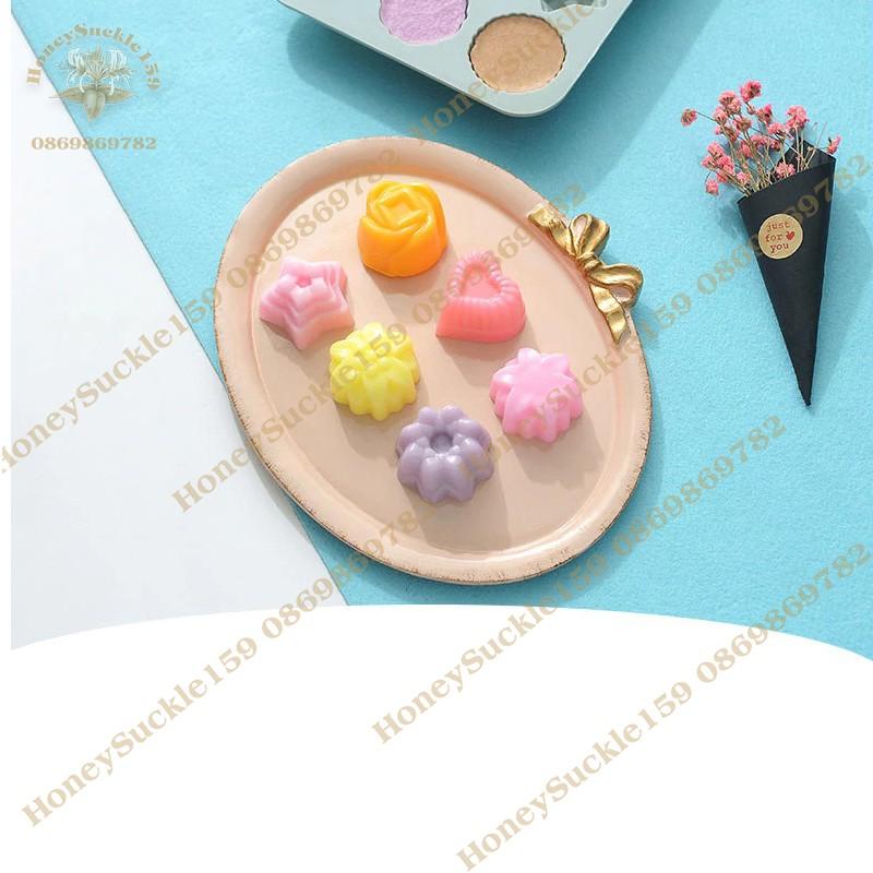 Khuôn Silicon 4D Đổ Socola/Thạch/Đá/Kẹochipchip/Pudding Hình 12 Hoa