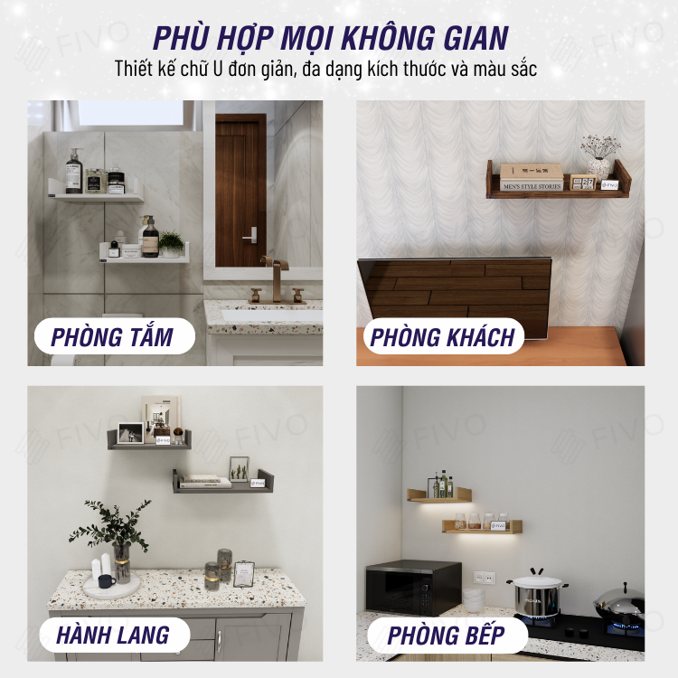 Kệ Sách Gỗ Treo Tường Chữ U FIVO FB43 Gỗ Dày Chống Ẩm, Sản Phẩm Vừa Treo Tường Vừa Có Thể Để Bàn, Phù Hợp Mọi Không Gian