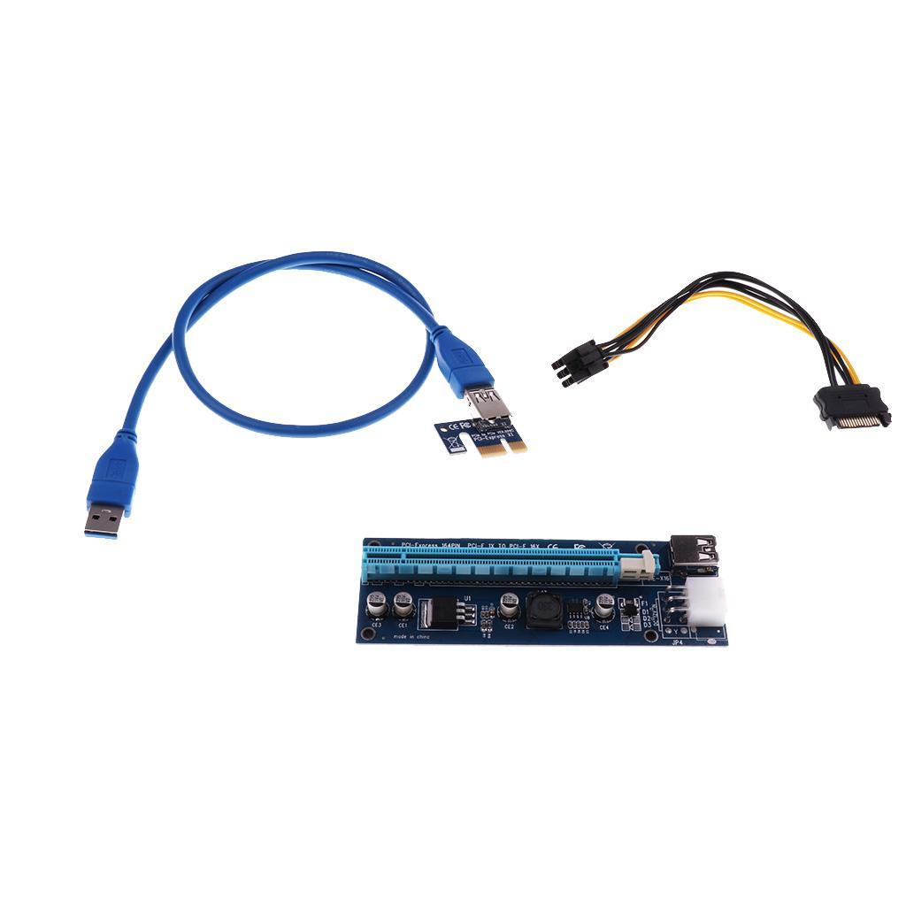 Dedicated Graphic Card PCIE 1X to 16X Riser Power Supply USB3.0 Cable