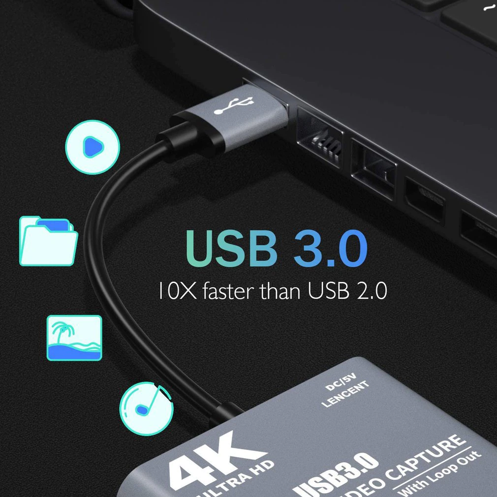 Thiết Bị Chuyển Đổi HDMI sang USB 3.0 Chuyên Dùng Cho Ghi Hình, Livestream từ Máy Ảnh/PS4/X-Box/DVD Chất Lượng Hình Ảnh Lên Tới 4K Ultra HD