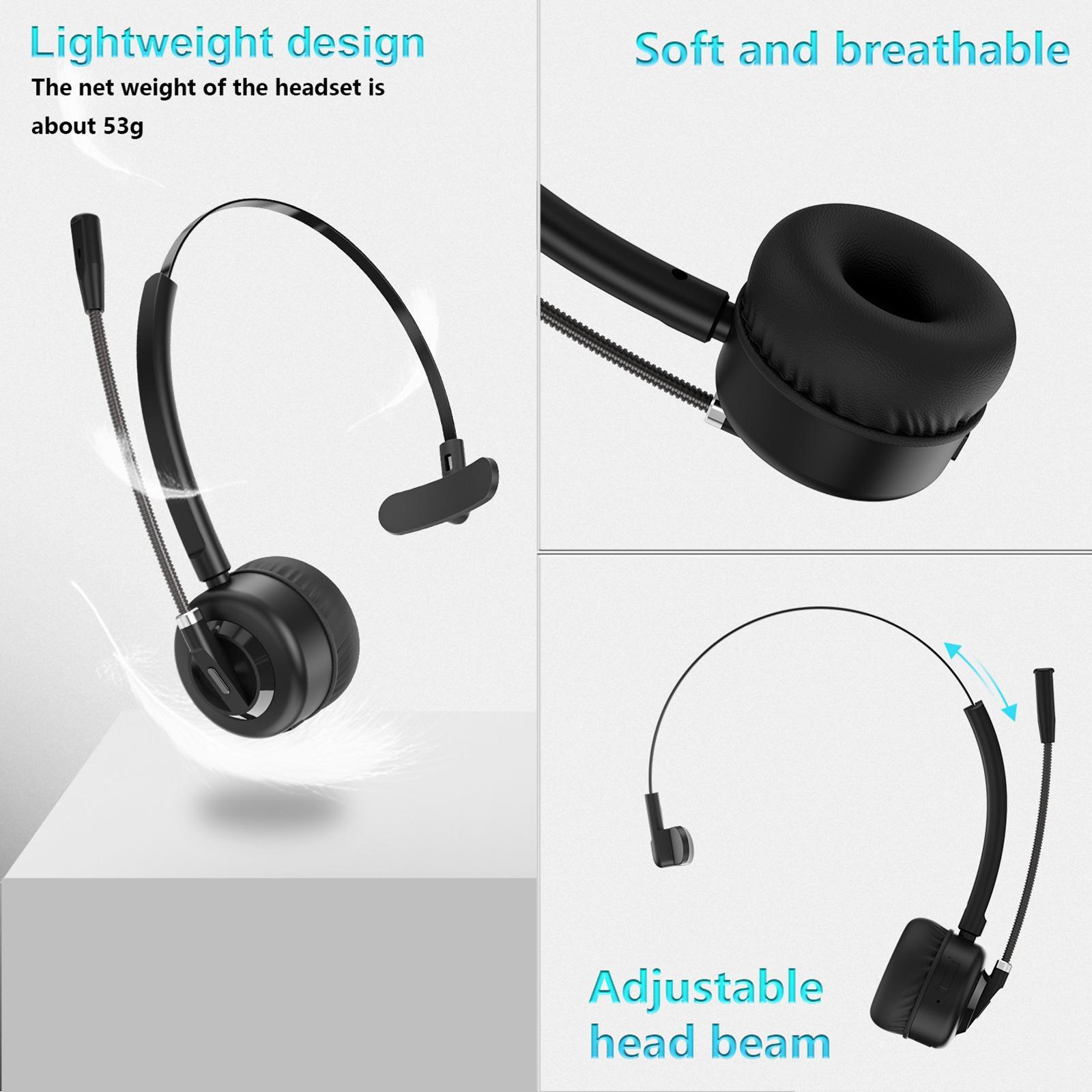 Bluetooth Headset with Charging Dock Earphone for Call Center