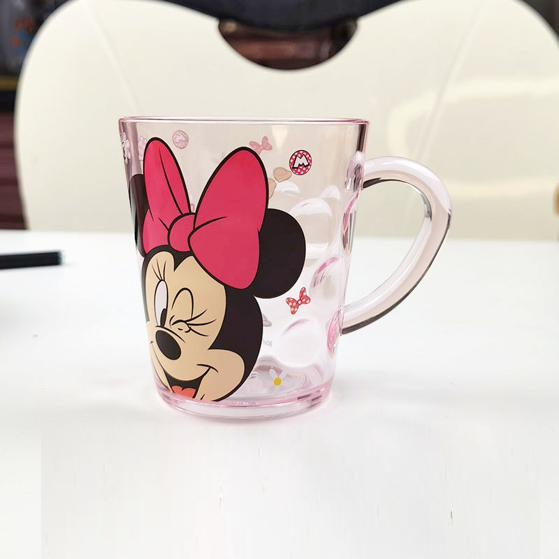 Ly quai cầm tay trong suốt hình chuột Minnie màu hồng siêu cute cho bé gái 260ml - 58VNDM2489