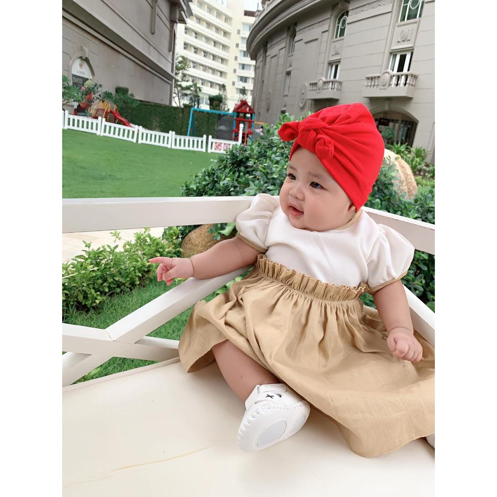 Váy BABYDOLL tay trắng phối nâu.
