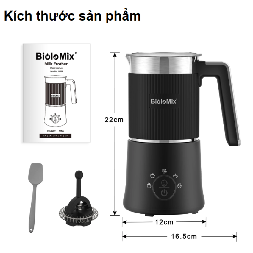 Máy tạo bọt sữa chuyên nghiệp 5 trong 1 thương hiệu cao cấp Biolomix BD02 - Hàng Nhập Khẩu