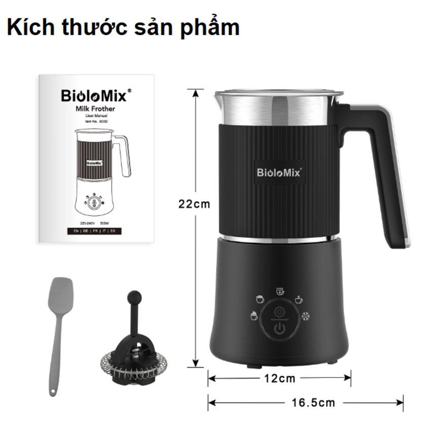 Máy tạo bọt sữa chuyên nghiệp dùng cho quán 5 trong 1, Thương hiệu Mỹ cao cấp Biolomix BD02 - Hàng Chính Hãng (Bảo hành 12 Tháng)