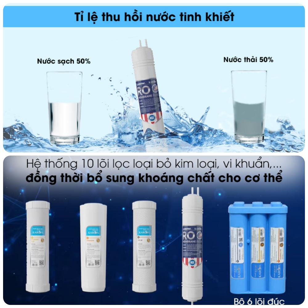 Máy Lọc Nước Để Gầm Karofi U95, 10 Cấp Lọc Công Suất 20lit/h Kết Nối wifi, Hàng chính hãng