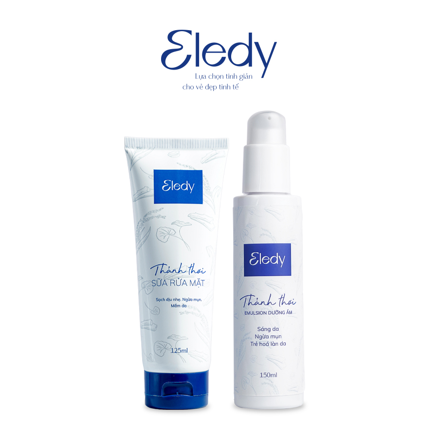Combo sữa rửa mặt và emulsion dưỡng ẩm Thảnh Thơi ELEDY giúp sáng da và ngừa mụn
