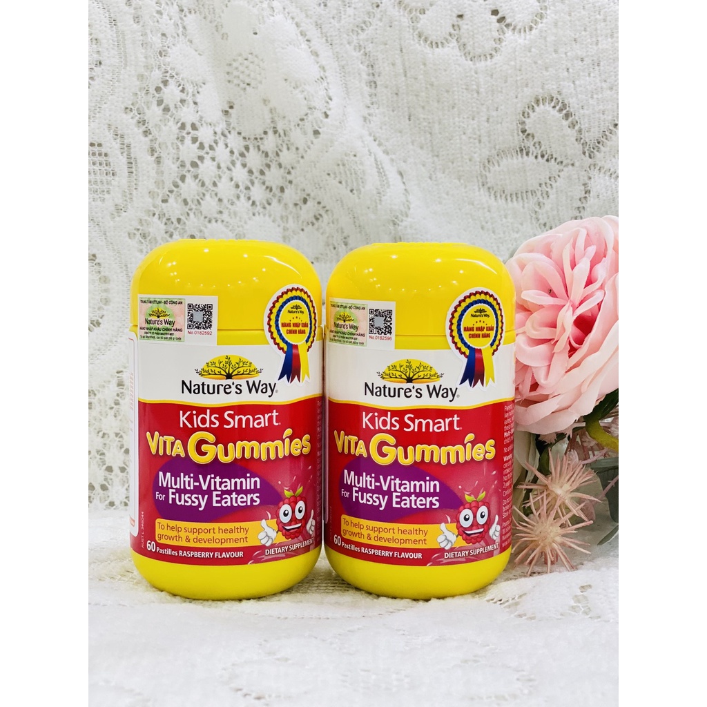 Kẹo Dẻo Cho Bé Nature's Way Kids Smart Vita Gummies Multi Vitamin for Fussy Eaters Kích Thích Ăn Ngon 60 Viên