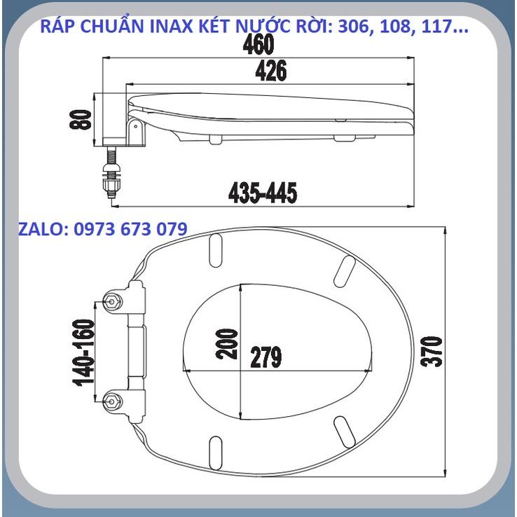 Nắp Bàn Cầu Ráp Chuẩn Các Hãng INAX, TOTO, AMERICAN, VIGLACERA, CAESAR chi tiết trong ảnh