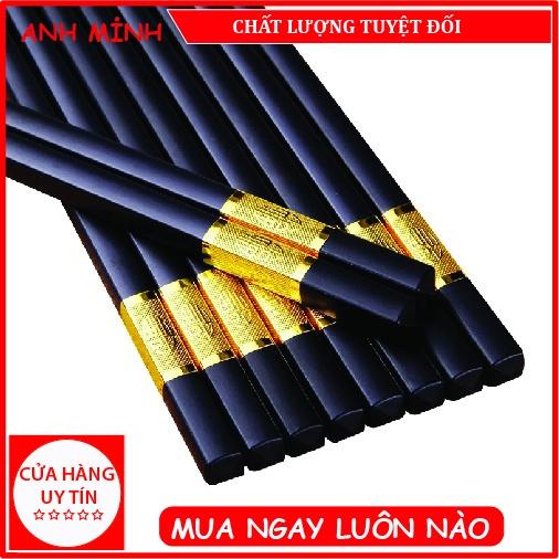 Bộ 10 Đôi Đũa Hợp Kim Mạ Vàng, Đũa Ăn Hợp Kim Chống Mốc, Sang Trọng, Lịch Sự Cao Cấp - Hàng Chính Hãng