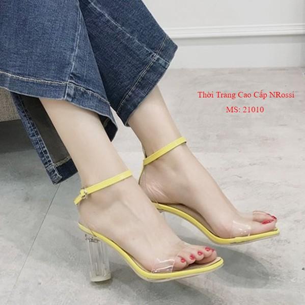 Giày sandal cao gót trong suốt gót 7cm size 33 đến 43