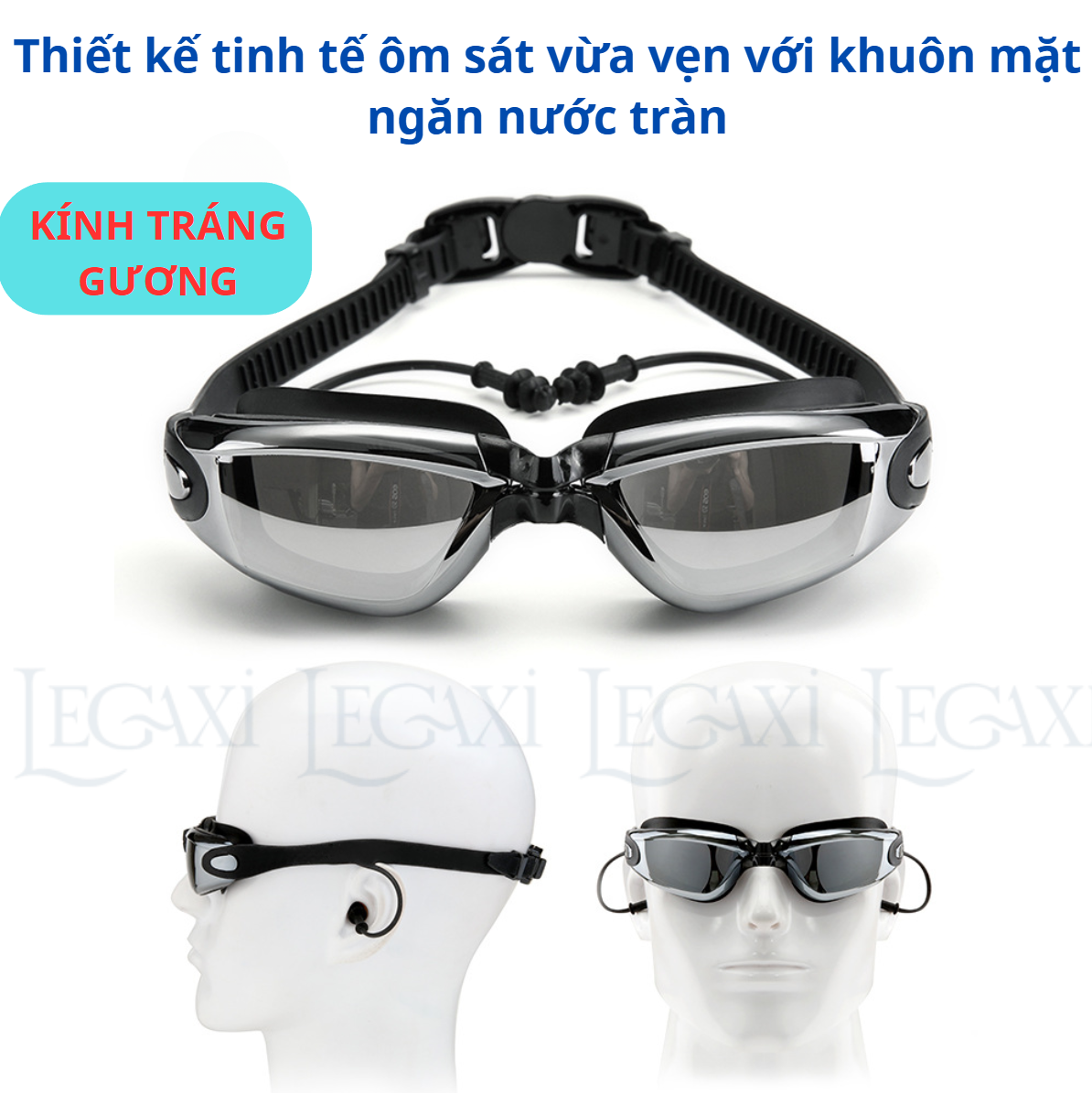 Kính Bơi Cận Thị Từ 1.5 Đến 8.0 Độ Mắt Tráng Gương Chống UV, Hấp Hơi Cho Người Lớn Và Trẻ Em