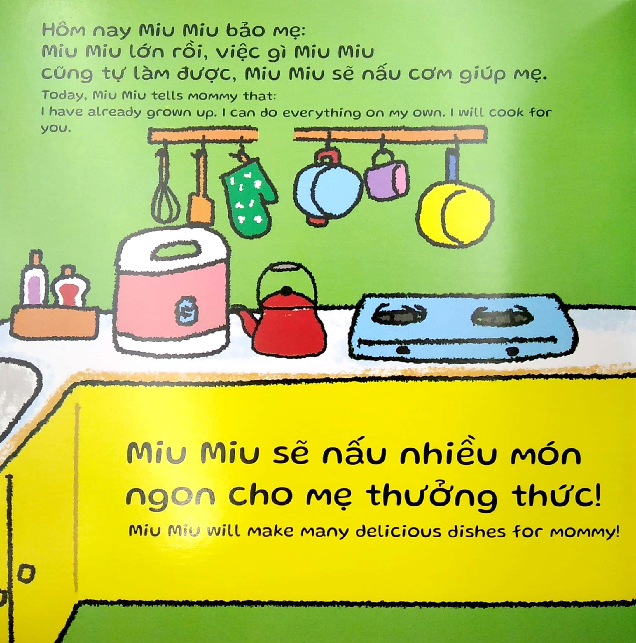 Sách Ehon Miu Miu Tự Lập Phần 2 Song Ngữ - Học Làm Bếp