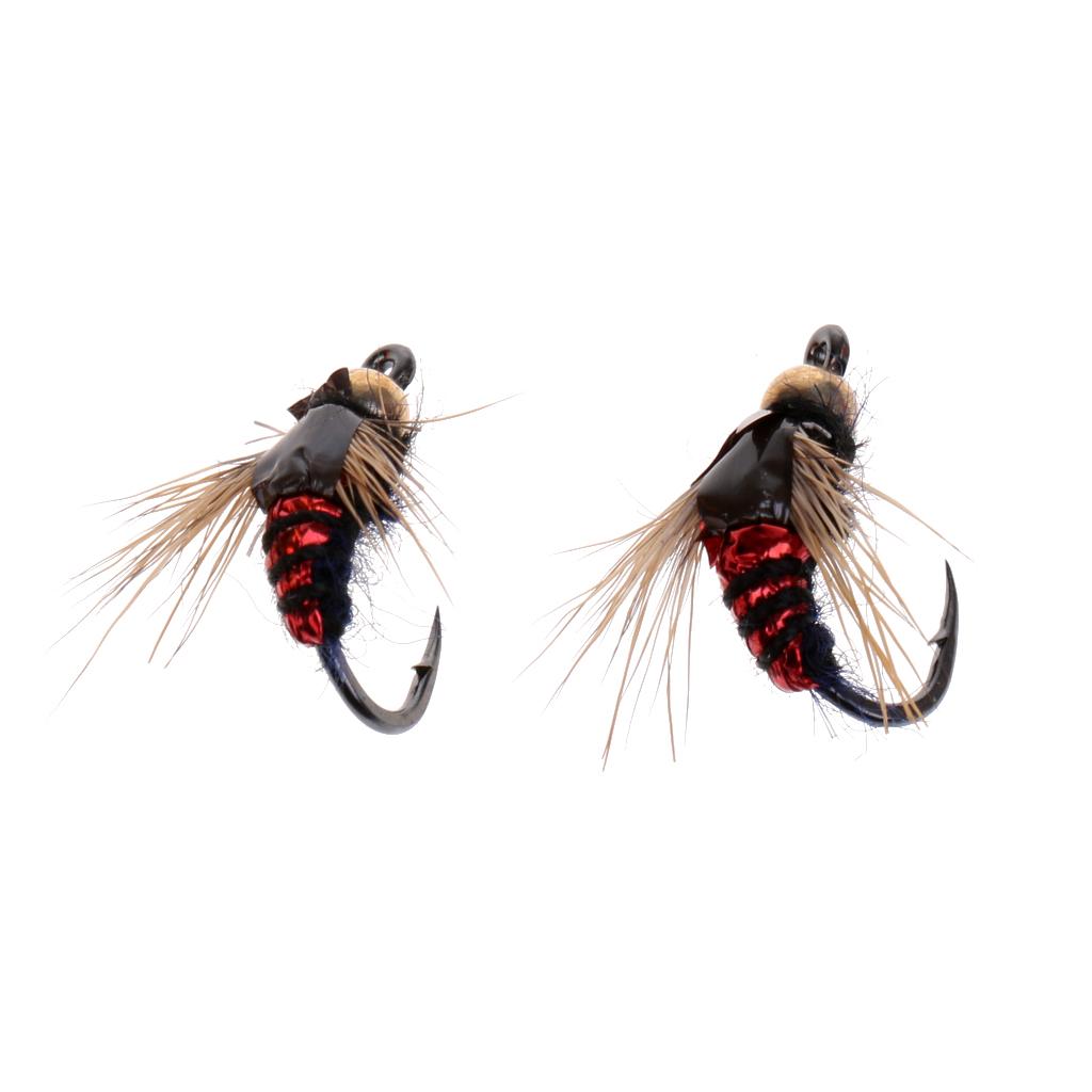 Fly Fishing Flies with Box 40pcs Salmon Dry Fly Fishing Flies Lures Gold