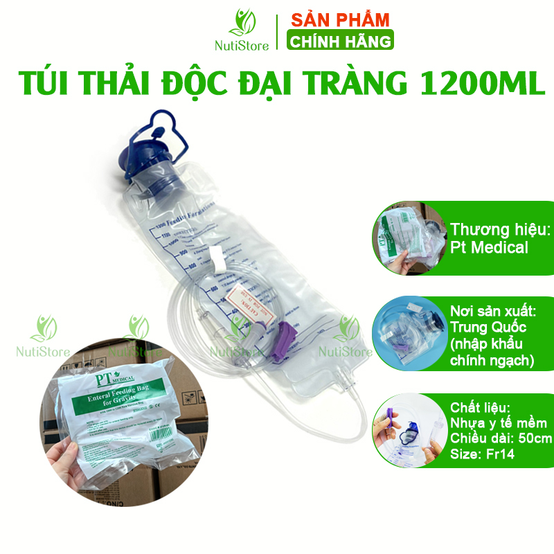 Bộ dụng cụ thải độc đại tràng enema gồm túi nhựa y tế 1200ml + dây silicone mềm