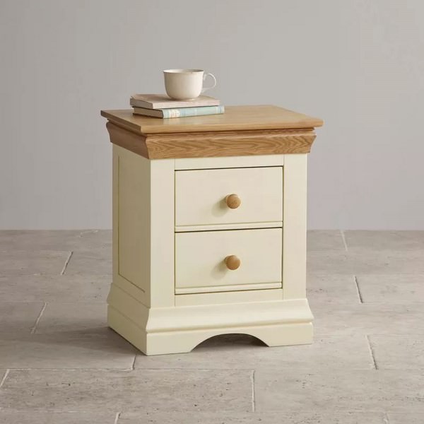 Tủ Đầu Giường 2 Ngăn Kéo Country Cottage Gỗ Sồi Ibie BSK2COUO - Trắng (50 x 40 cm)