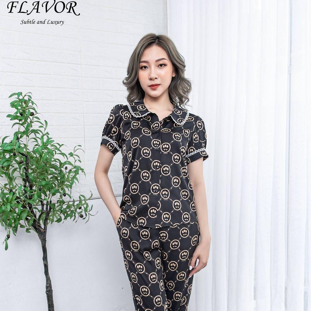 Bộ đồ ngủ bộ mặc nhà luxury FLAVOR F1012 chất liệu lụa tơ Latin pháp cao cấp trẻ trung