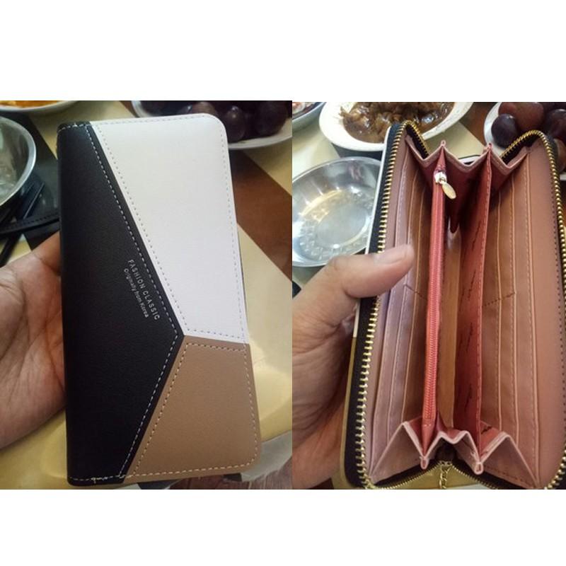 Ví Bóp Nữ Cầm Tay Da Mềm Phối Màu Đẹp VD06