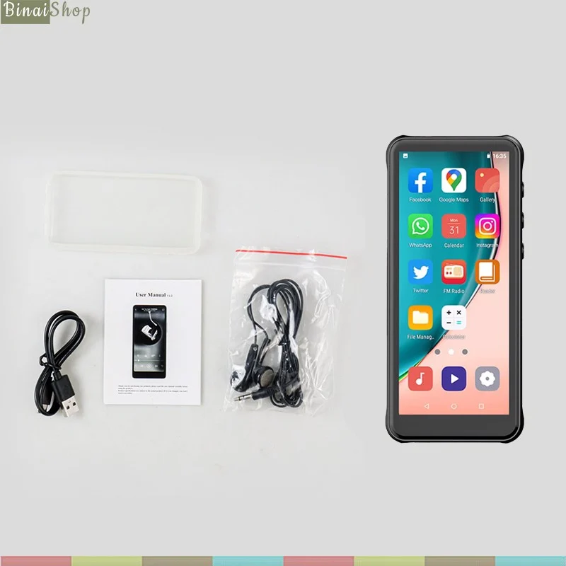 Ruizu Z80 - Máy Nghe Nhạc, Xem Phim MP4, Kết Nối Wifi, Bluetooth, Android 8.1, Màn Hình 4 Inch Full Cảm Ứng (16GB) - Hàng chính hãng