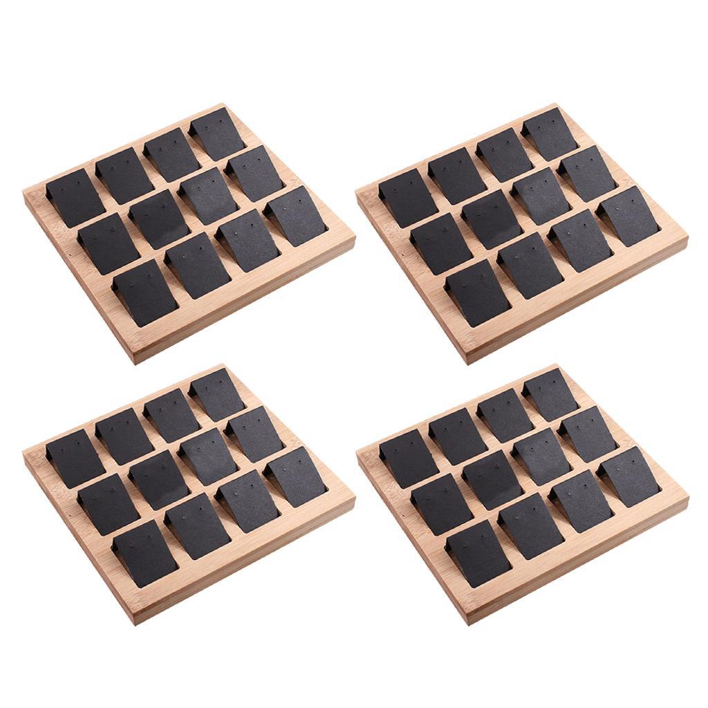 4 Pcs Bamboo Display Cards for 12 Pair Earrings, Jewelry Accessories